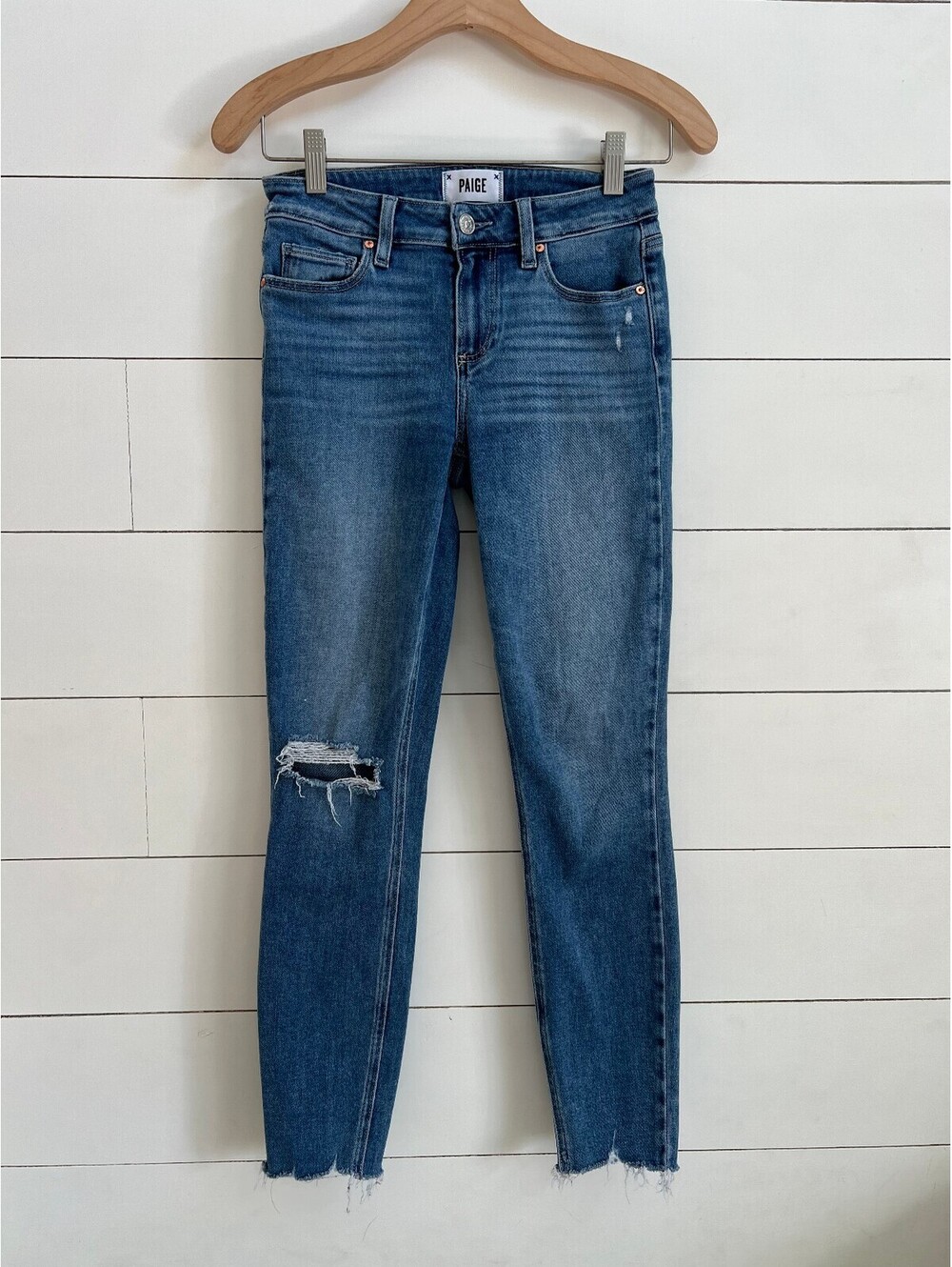 Paige Verdugo Ankle Skinny Jeans Women's Size 26 Raw Hem Boho Indie Streetwear